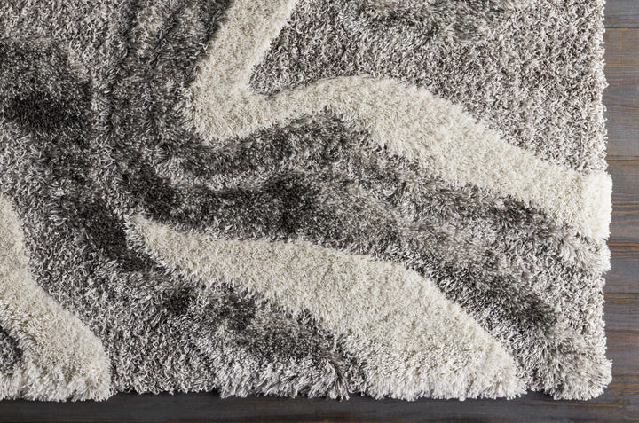 Asfordby Gray And Ivory Modern Abstract Design Area Rug