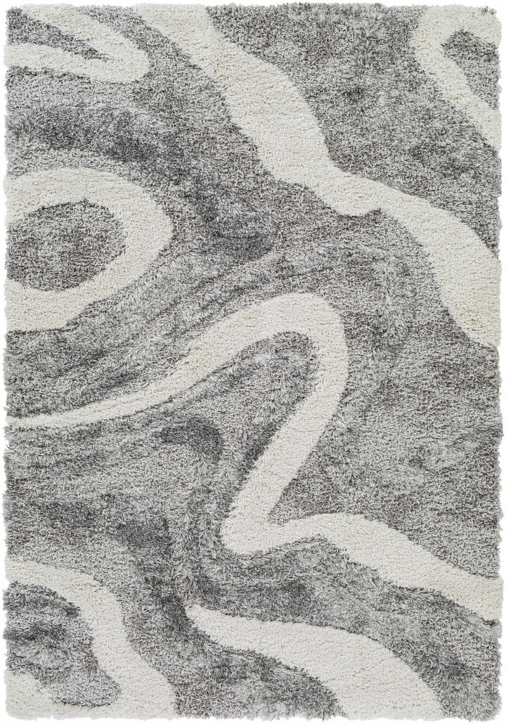 Asfordby Gray And Ivory Modern Abstract Design Area Rug - The Rug Decor