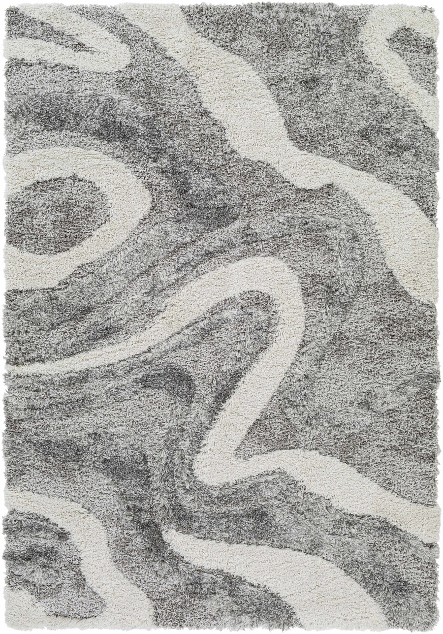 Asfordby Gray And Ivory Modern Abstract Design Area Rug - The Rug Decor