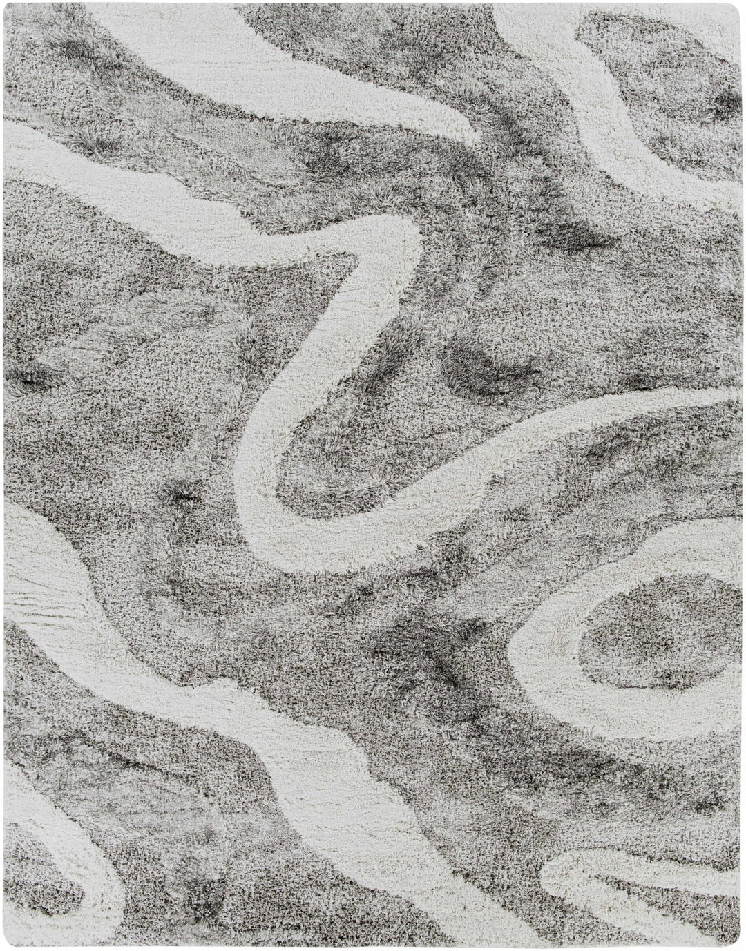 Asfordby Gray And Ivory Modern Abstract Design Area Rug - The Rug Decor