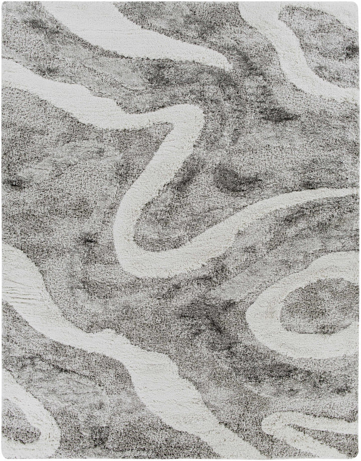 Asfordby Gray And Ivory Modern Abstract Design Area Rug - The Rug Decor