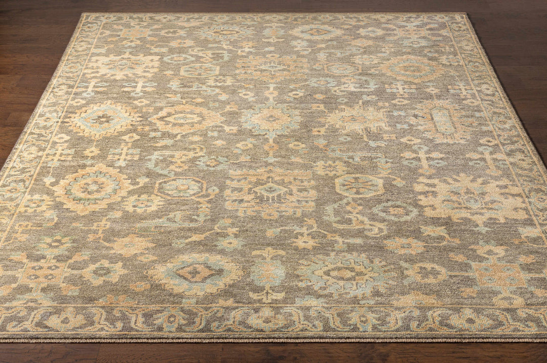 Asotin Traditional Oushak Design Olive Hand Knotted Area Rug