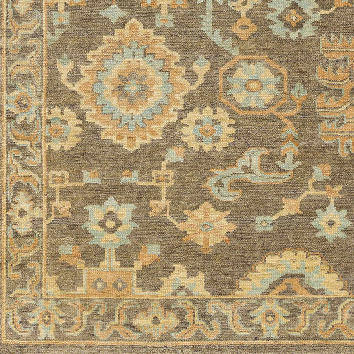 Asotin Traditional Oushak Design Olive Hand Knotted Area Rug