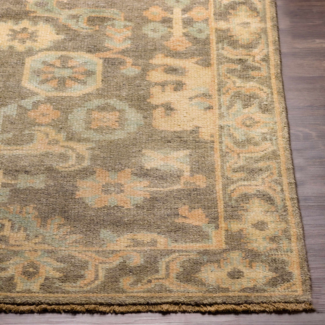 Asotin Traditional Oushak Design Olive Hand Knotted Area Rug - The Rug Decor