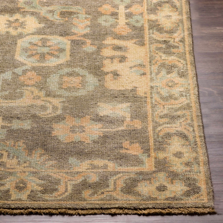 Asotin Traditional Oushak Design Olive Hand Knotted Area Rug - The Rug Decor