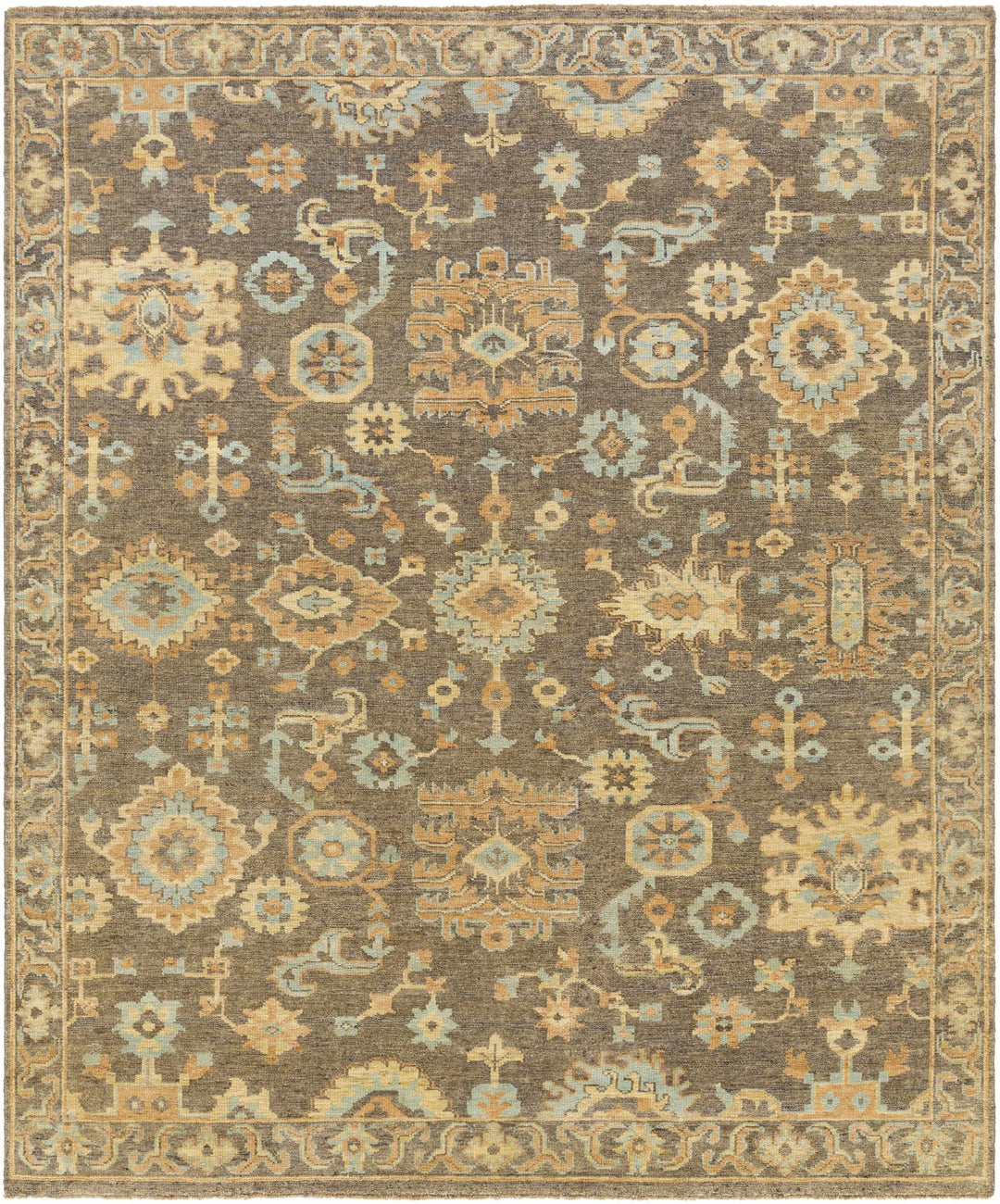 Asotin Traditional Oushak Design Olive Hand Knotted Area Rug - The Rug Decor