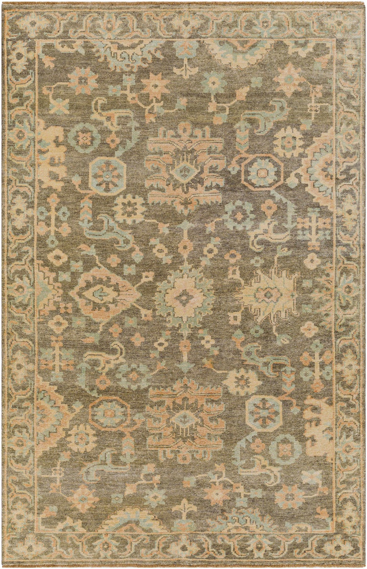 Asotin Traditional Oushak Design Olive Hand Knotted Area Rug - The Rug Decor