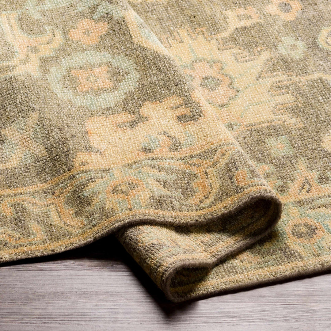 Asotin Traditional Oushak Design Olive Hand Knotted Area Rug - The Rug Decor