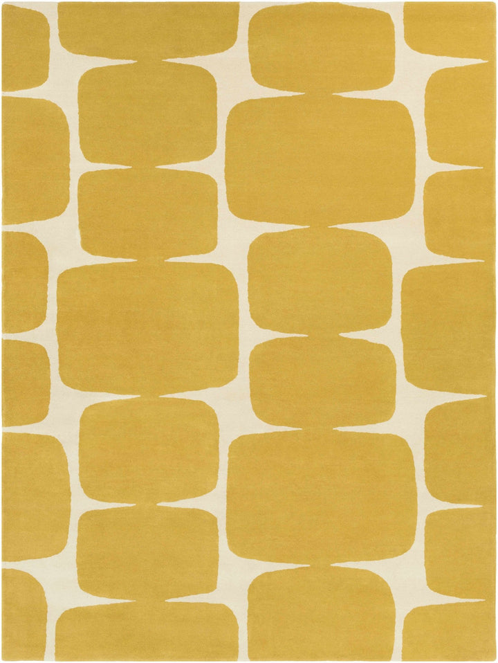 Astor Mustard & Cream Hand Tufted Wool Rug | Contemporary Modern - The Rug Decor