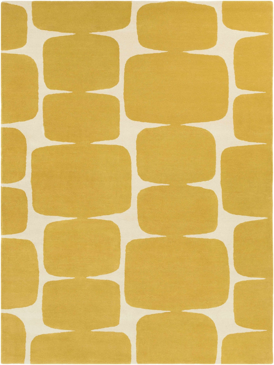 Astor Mustard & Cream Hand Tufted Wool Rug | Contemporary Modern - The Rug Decor