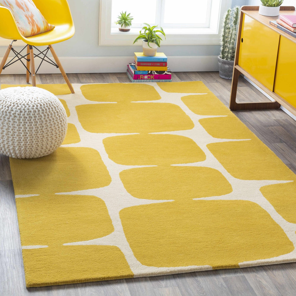 Astor Mustard & Cream Hand Tufted Wool Rug | Contemporary Modern - The Rug Decor