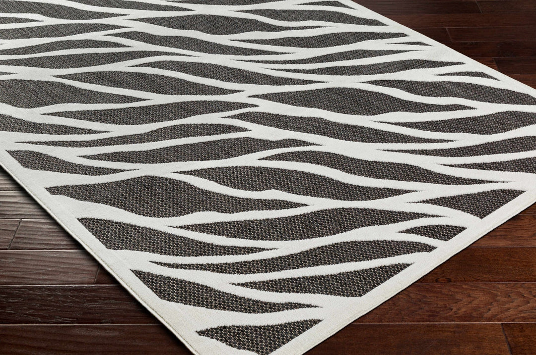Astra Zebra Print Contemporary Style Black Outdoor Rug - The Rug Decor