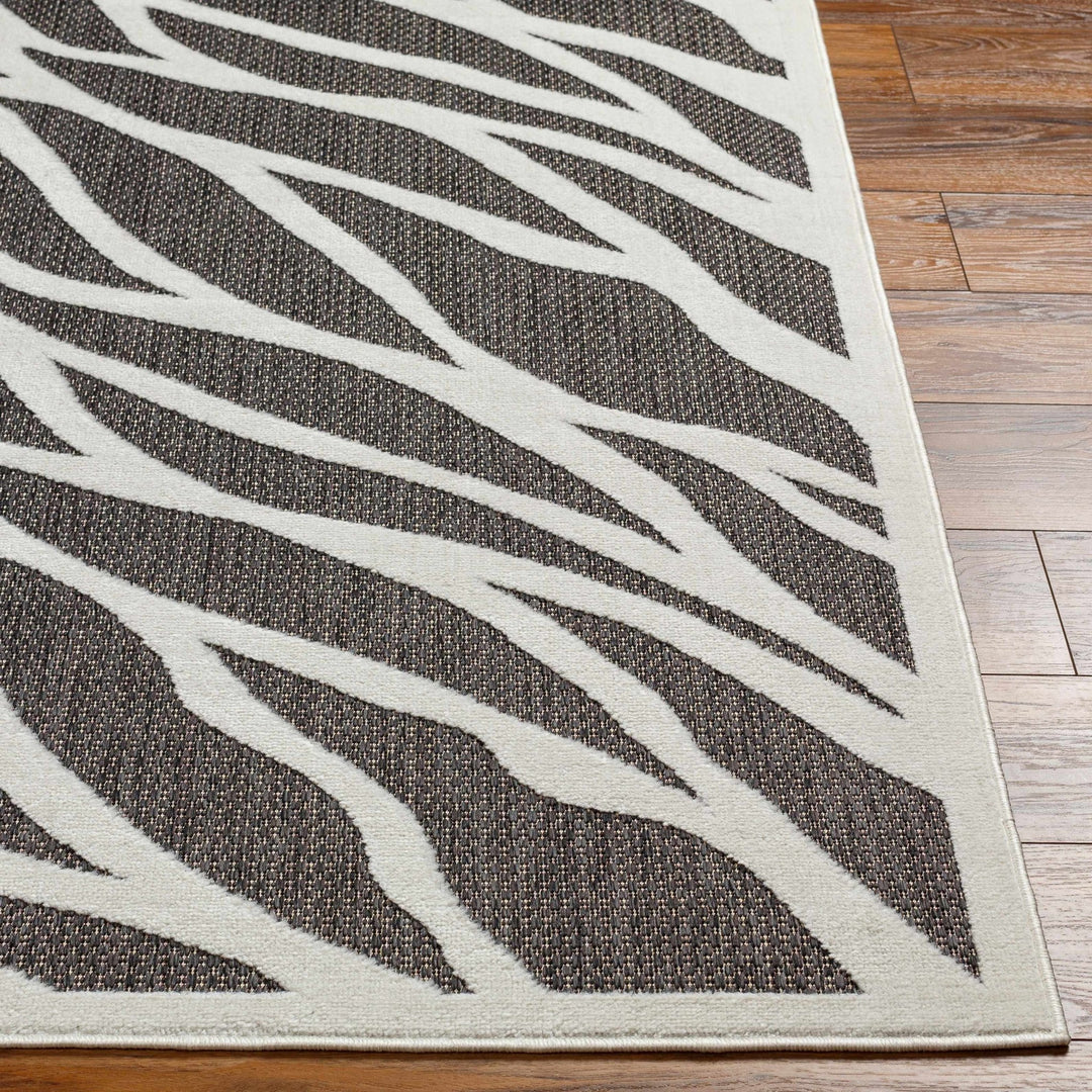 Astra Zebra Print Contemporary Style Black Outdoor Rug - The Rug Decor