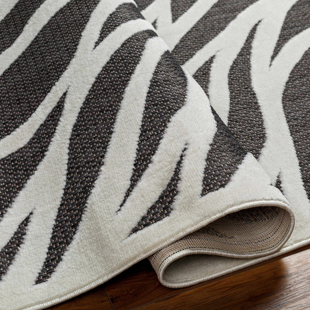 Astra Zebra Print Contemporary Style Black Outdoor Rug - The Rug Decor