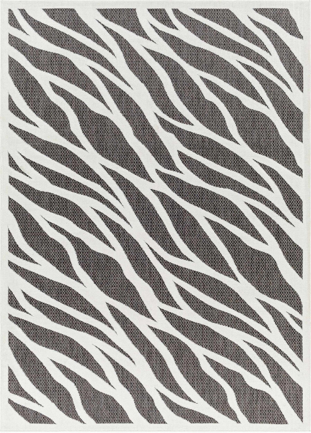 Astra Zebra Print Contemporary Style Black Outdoor Rug - The Rug Decor