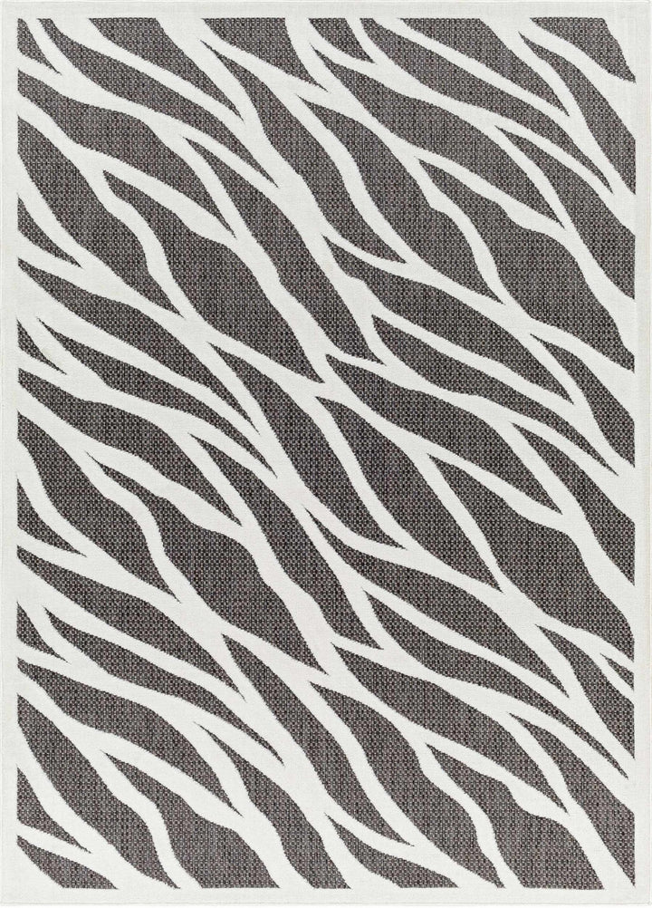 Astra Zebra Print Contemporary Style Black Outdoor Rug - The Rug Decor