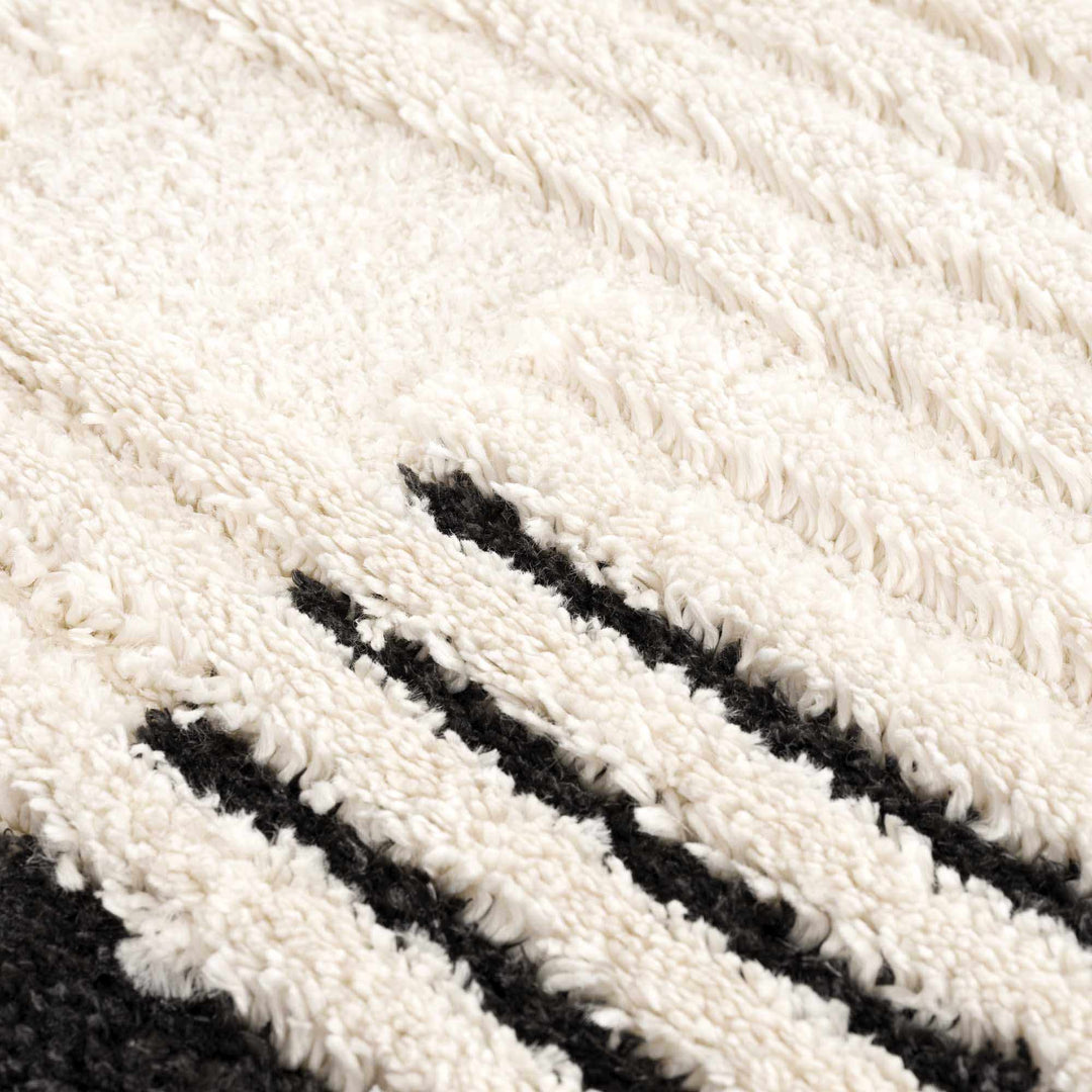 Astro Modern Geometrical Ivory And Black Area Rug - The Rug Decor