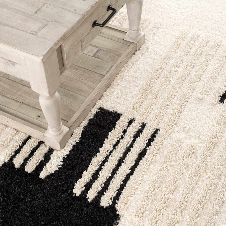 Astro Modern Geometrical Ivory And Black Area Rug - The Rug Decor