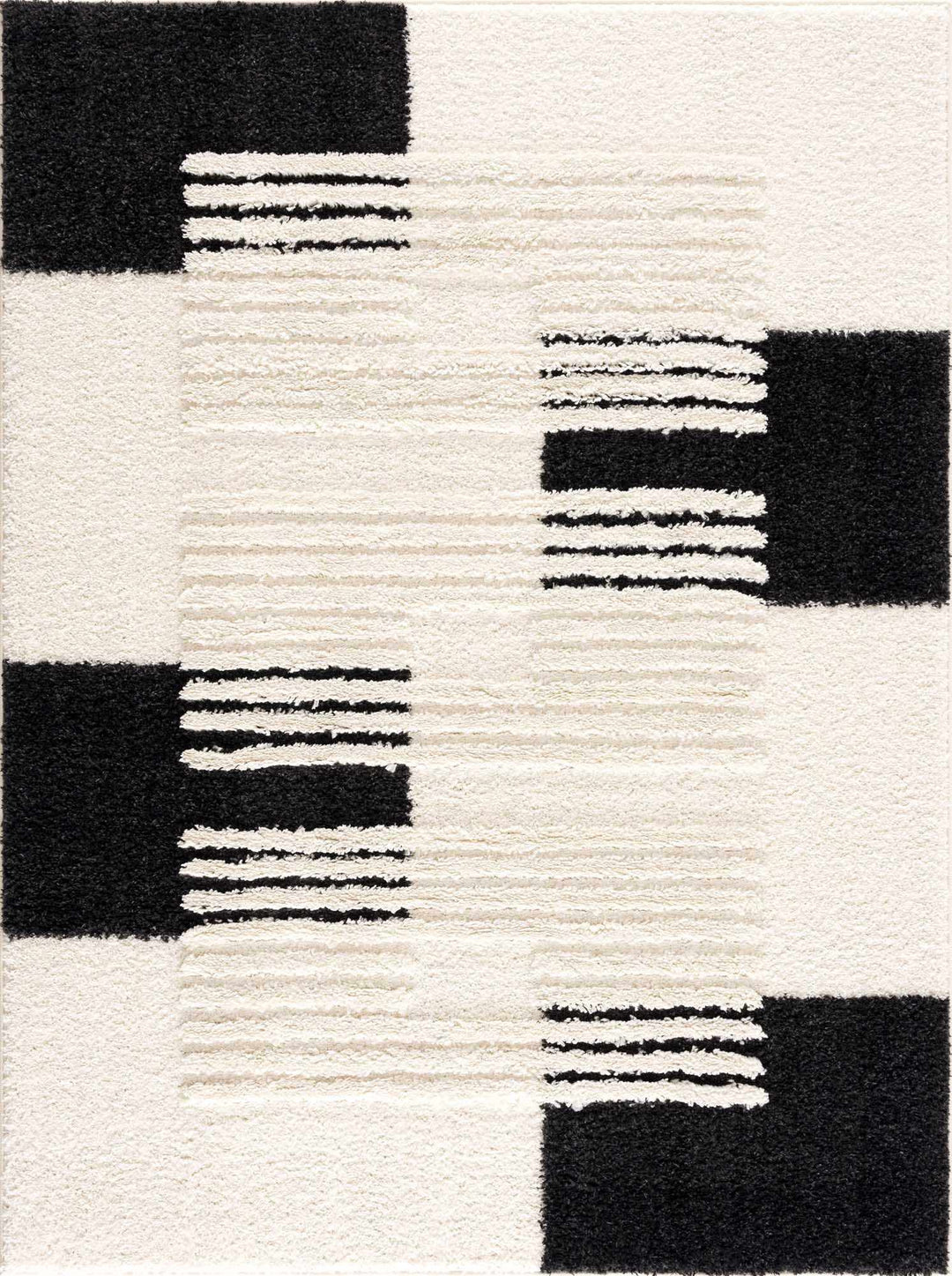 Astro Modern Geometrical Ivory And Black Area Rug - The Rug Decor