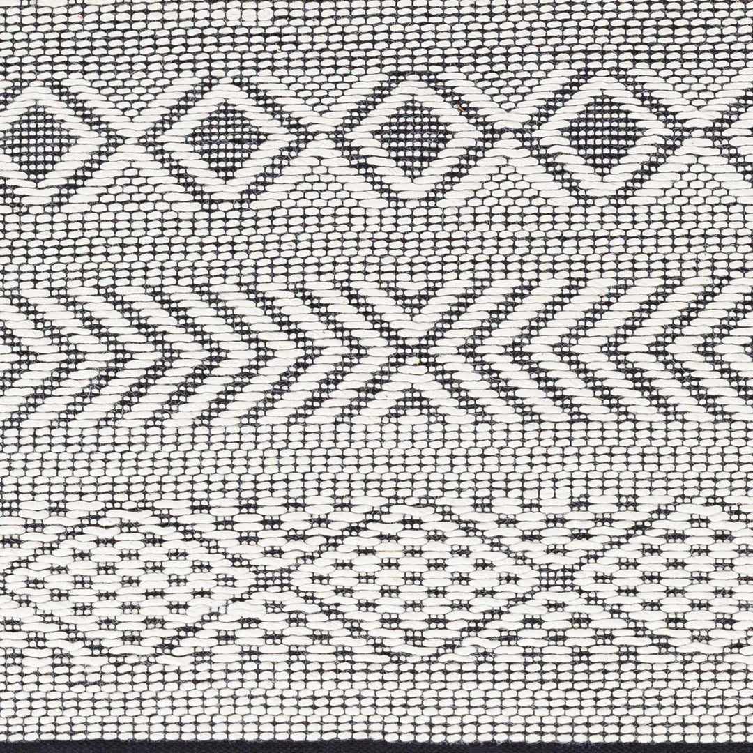 Asuka Modern Geometric Ivory And Black Hand Woven Wool Rug - The Rug Decor