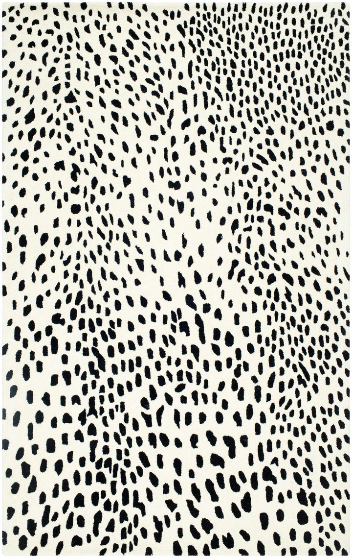 Athena Leopard Pattern White And Black Hand Tufted Wool Area Rug - The Rug Decor