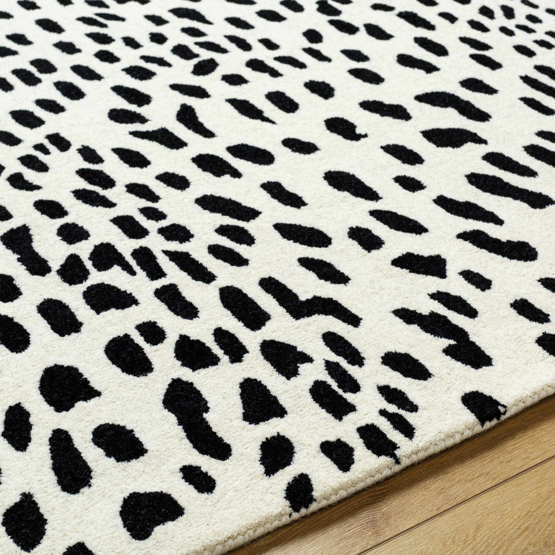 Athena Leopard Pattern White And Black Hand Tufted Wool Area Rug - The Rug Decor