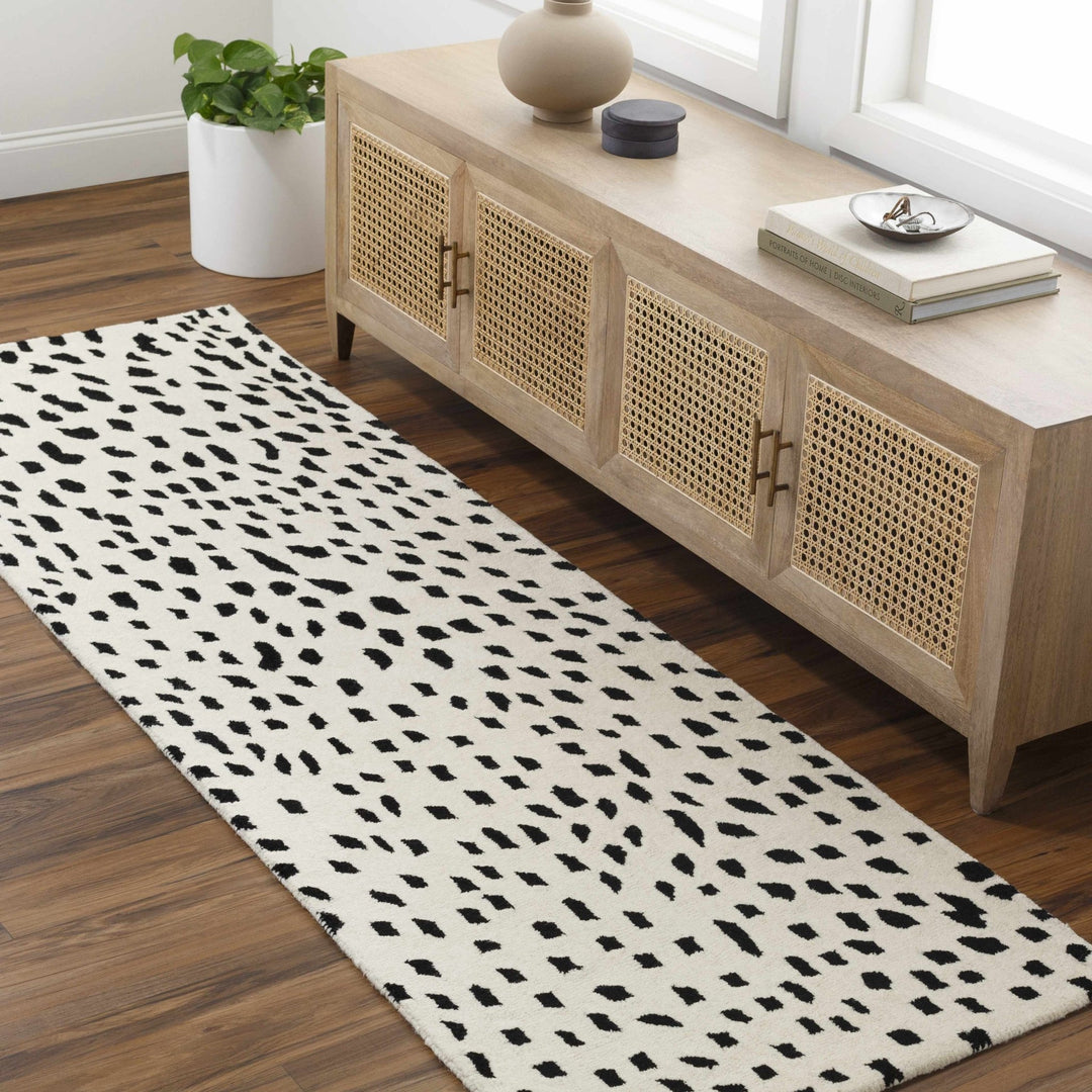 Athena Leopard Pattern White And Black Hand Tufted Wool Area Rug - The Rug Decor