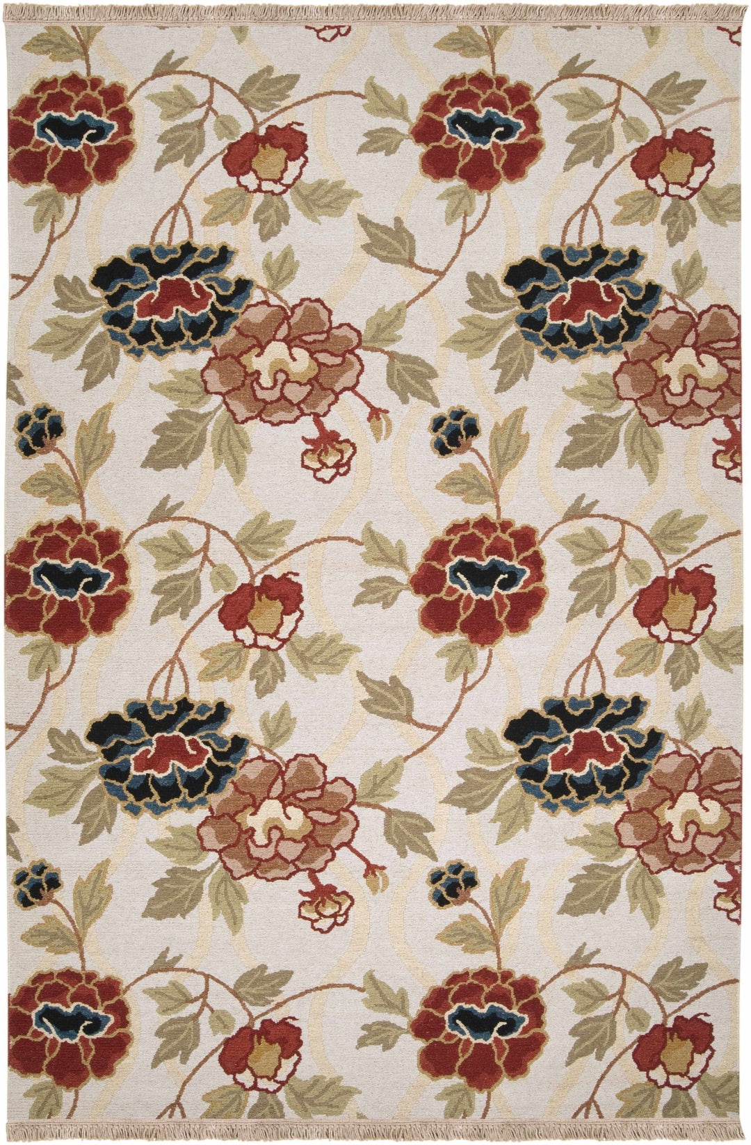 Atkins Contemporary Floral Beige And Rust Rug - The Rug Decor