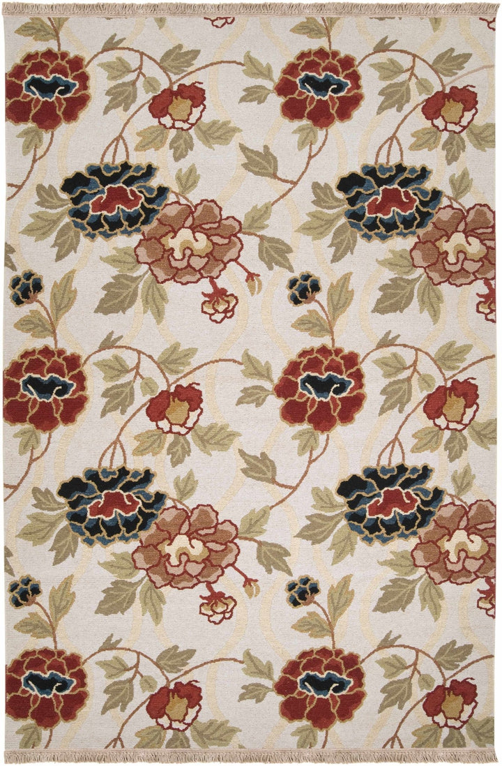 Atkins Contemporary Floral Beige And Rust Rug - The Rug Decor
