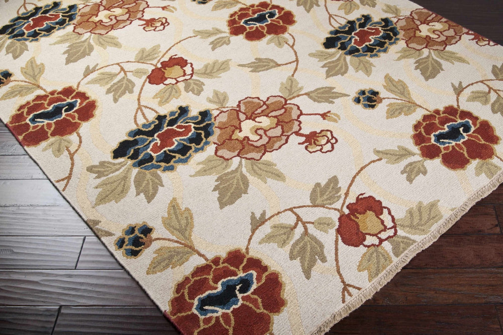 Atkins Contemporary Floral Beige And Rust Rug - The Rug Decor