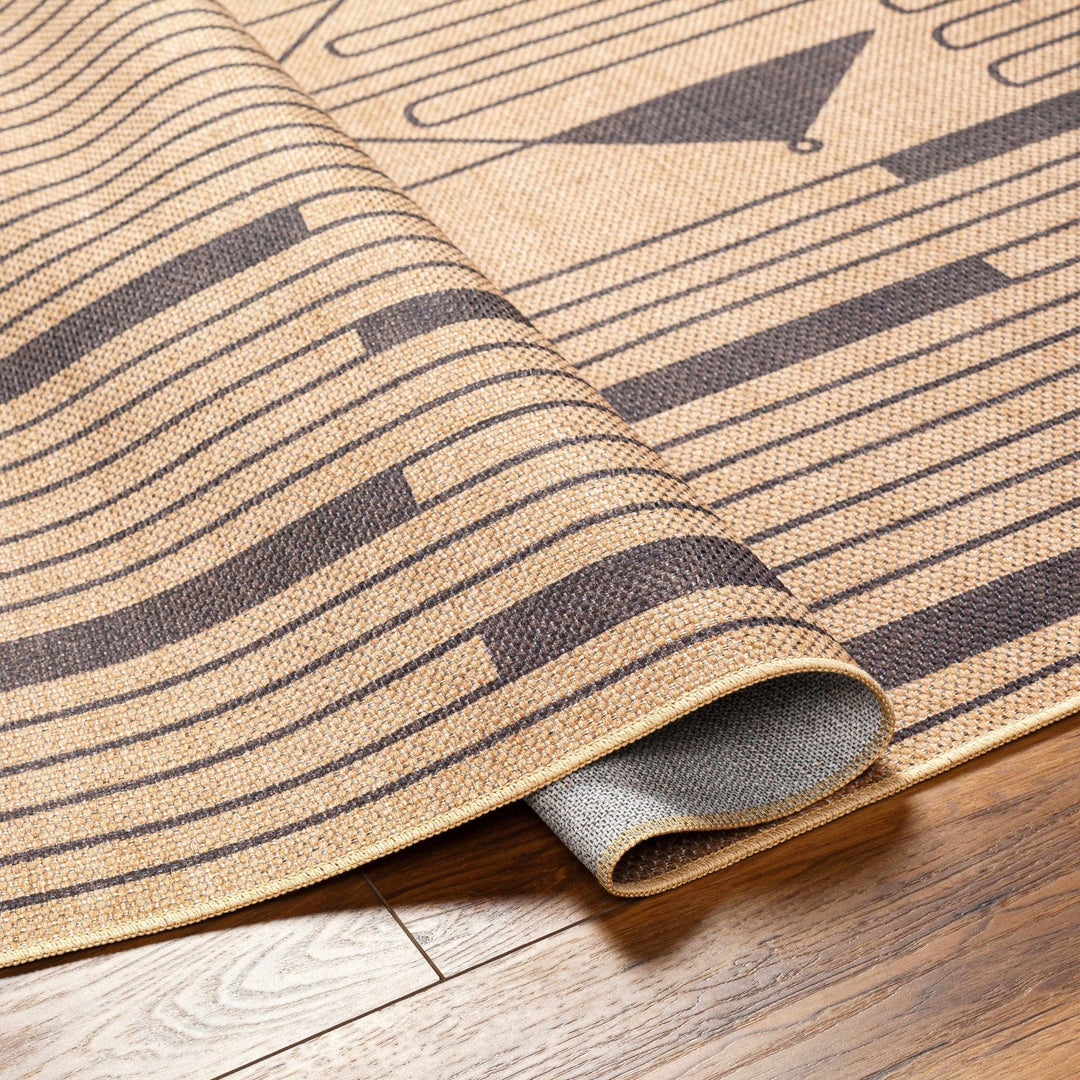 Atle Contemporary Geometrical Camel And Charcoal Rug - The Rug Decor