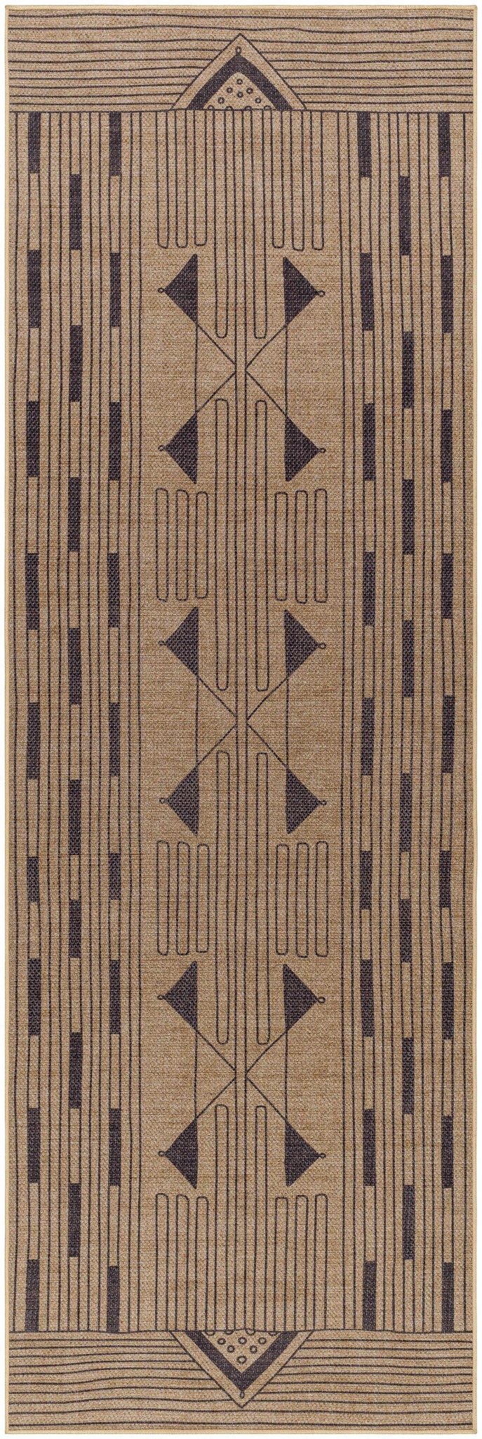 Atle Contemporary Geometrical Camel And Charcoal Rug - The Rug Decor