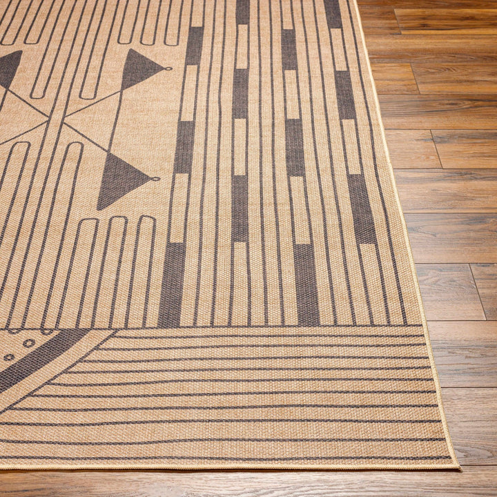 Atle Contemporary Geometrical Camel And Charcoal Rug - The Rug Decor
