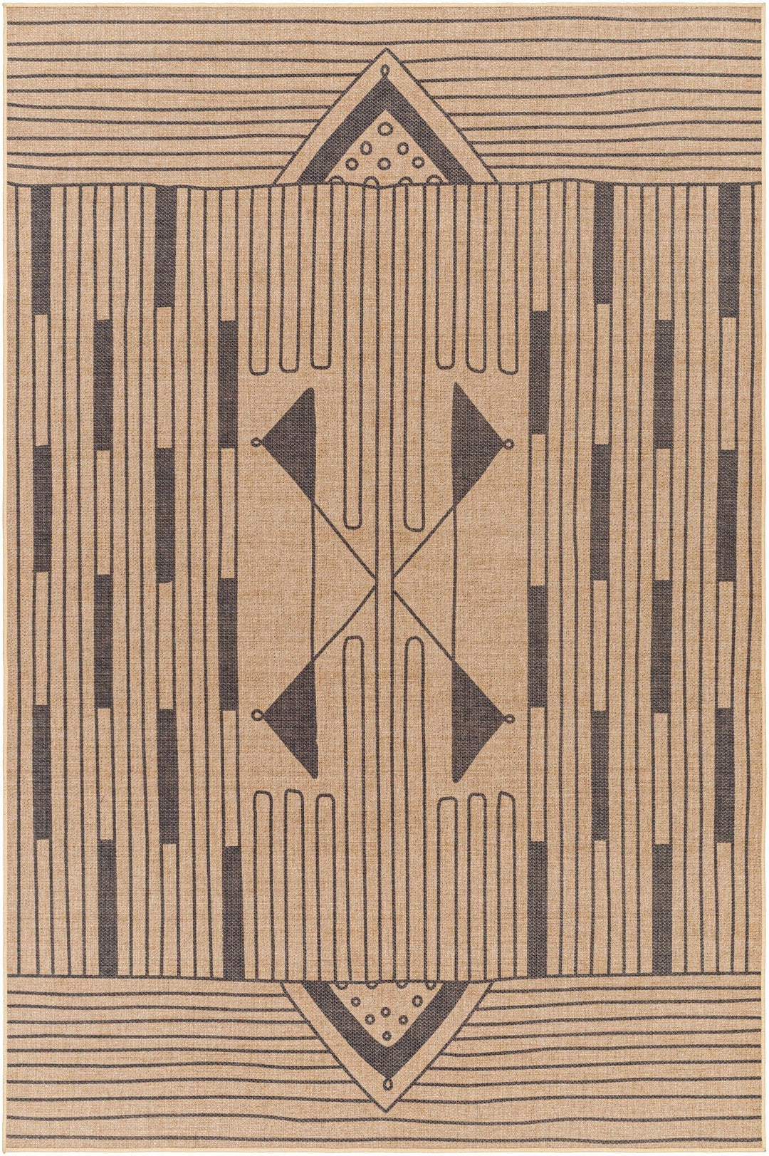 Atle Contemporary Geometrical Camel And Charcoal Rug - The Rug Decor