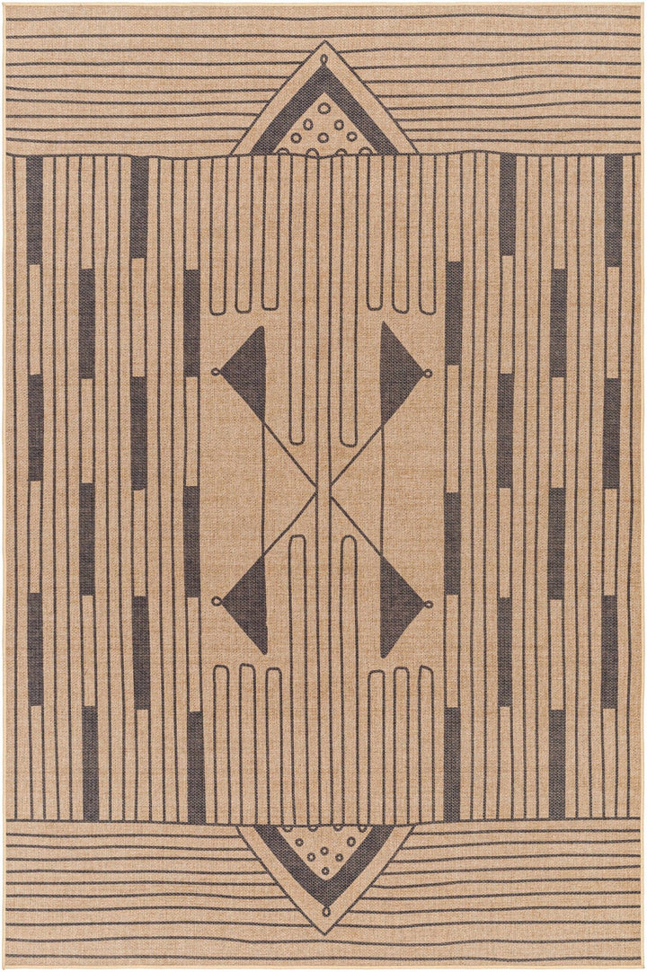 Atle Contemporary Geometrical Camel And Charcoal Rug - The Rug Decor