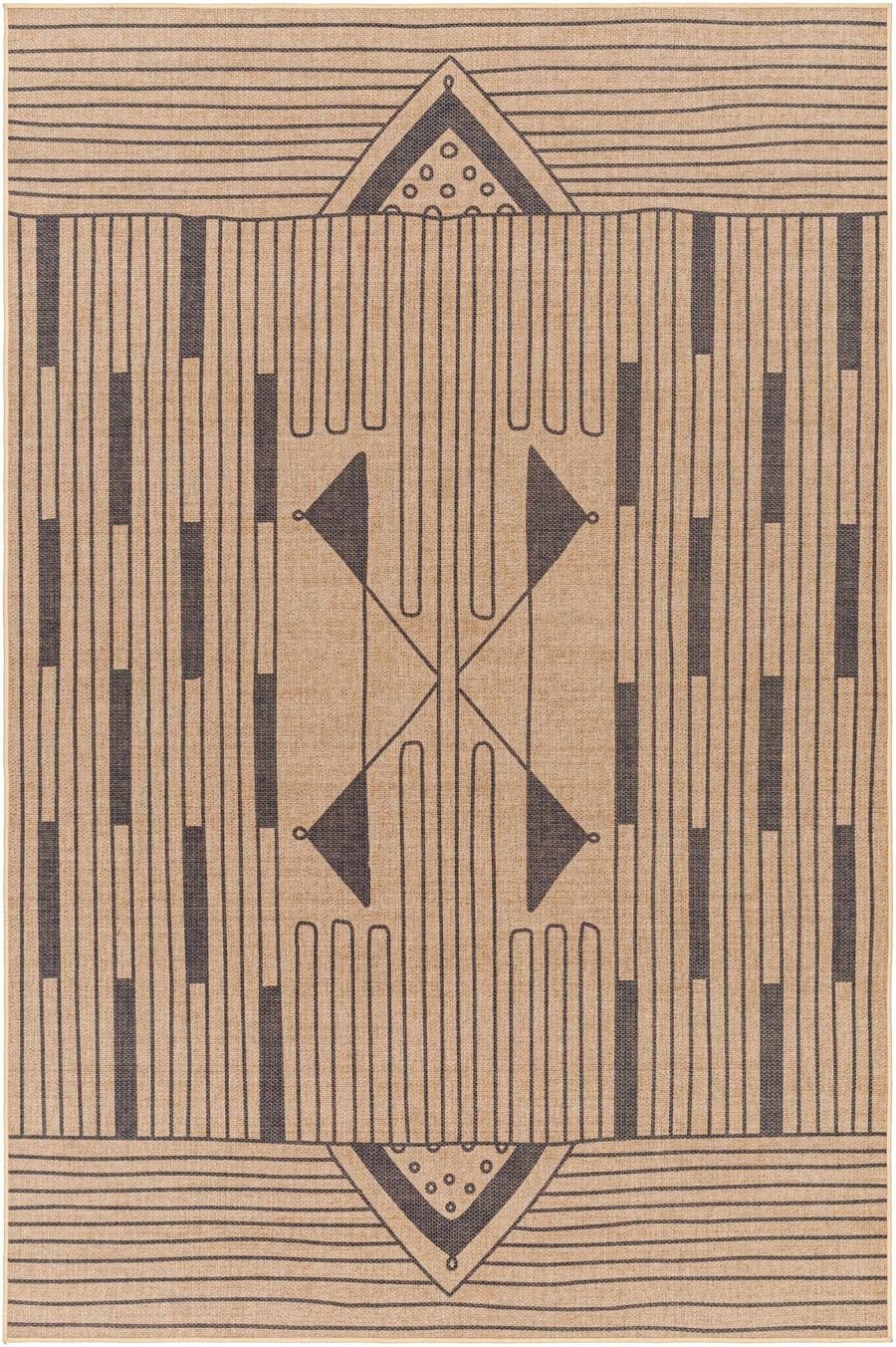 Atle Contemporary Geometrical Camel And Charcoal Rug - The Rug Decor