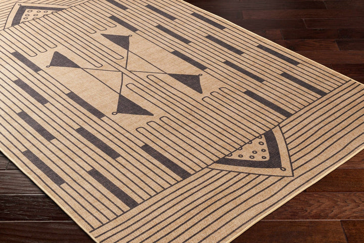 Atle Contemporary Geometrical Camel And Charcoal Rug - The Rug Decor