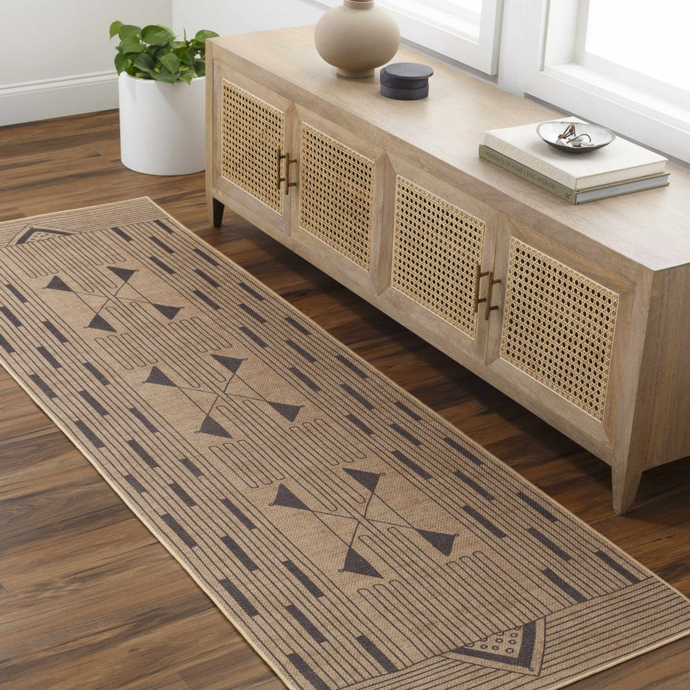 Atle Contemporary Geometrical Camel And Charcoal Rug - The Rug Decor