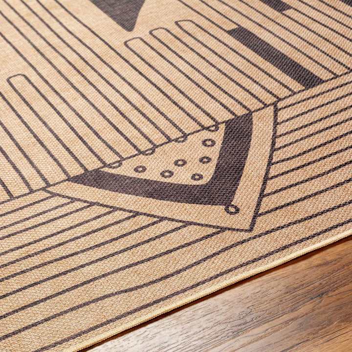 Atle Contemporary Geometrical Camel And Charcoal Rug - The Rug Decor