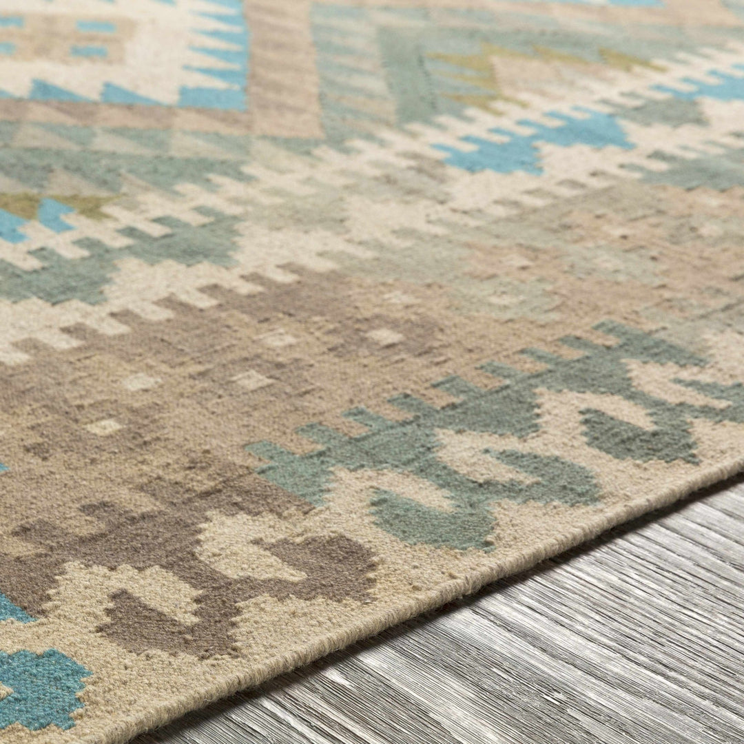 Auchterarder Traditional Style Brown And Blue Hand Woven Area Rug - The Rug Decor