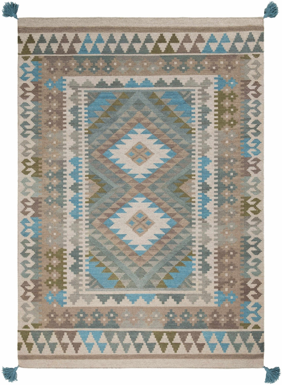 Auchterarder Traditional Style Brown And Blue Hand Woven Area Rug - The Rug Decor
