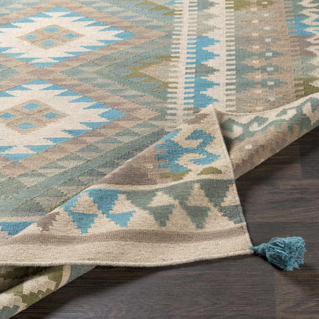 Auchterarder Traditional Style Brown And Blue Hand Woven Area Rug - The Rug Decor