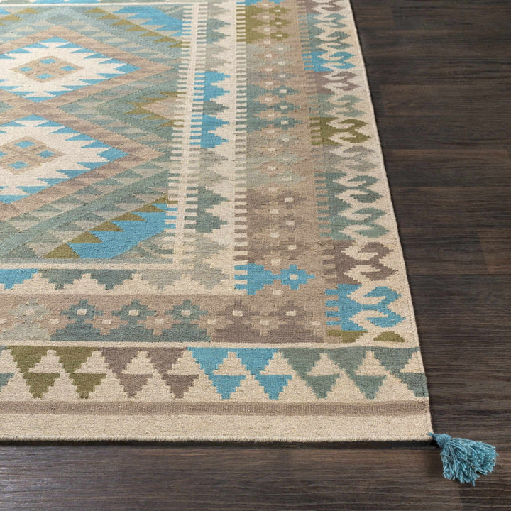 Auchterarder Traditional Style Brown And Blue Hand Woven Area Rug - The Rug Decor