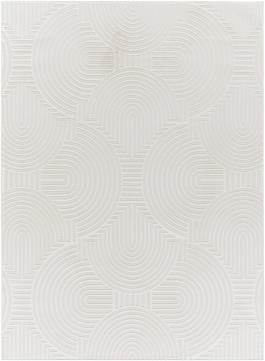 Aucoin Contemporary Geometrical Ivory Washable Area Rug - The Rug Decor