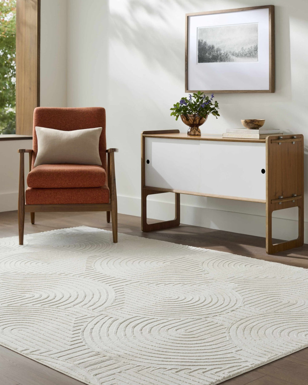Aucoin Contemporary Geometrical Ivory Washable Area Rug - The Rug Decor