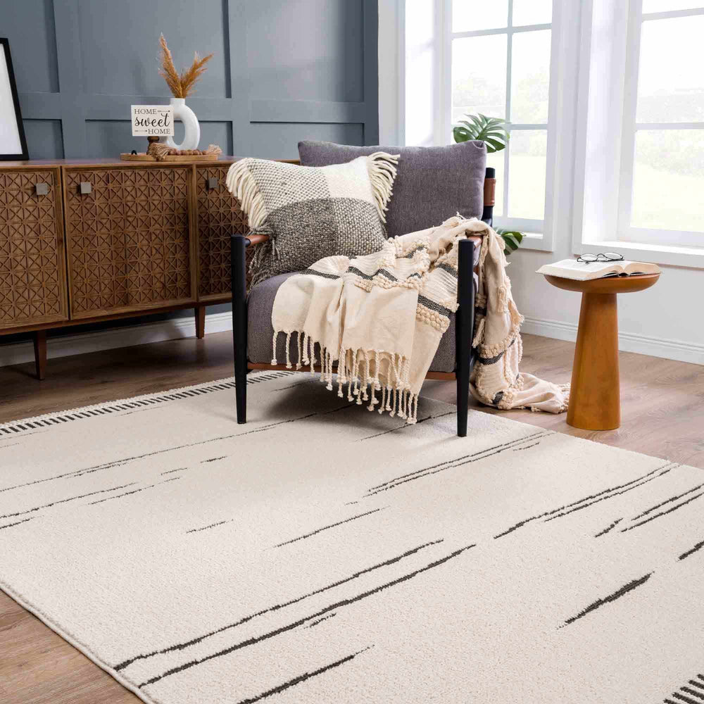 Aulii Modern Abstract Design Beige And Charcoal Area Rug - The Rug Decor