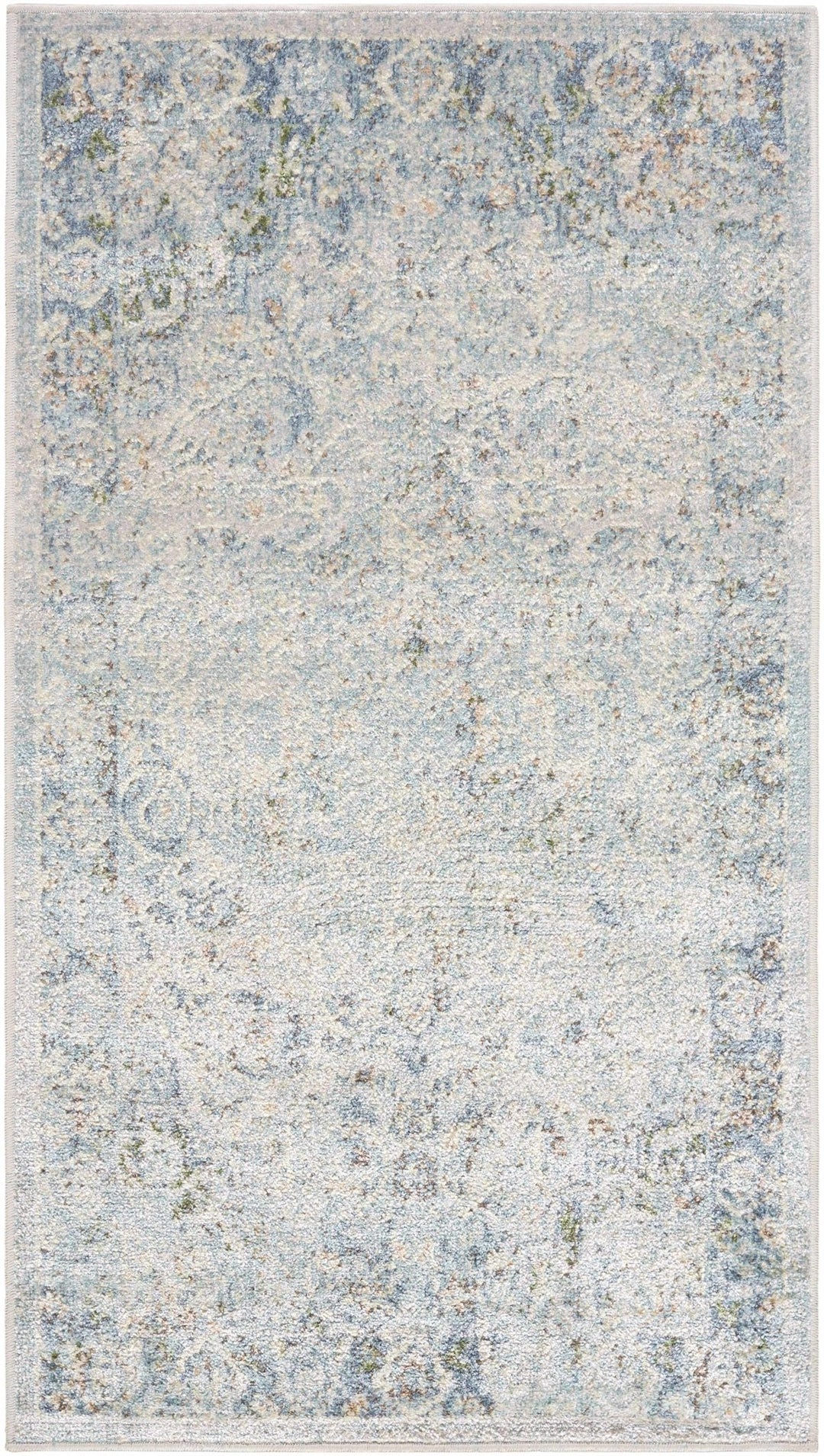 Aurum Traditional Style Beige And Blue Washable Area Rug - The Rug Decor