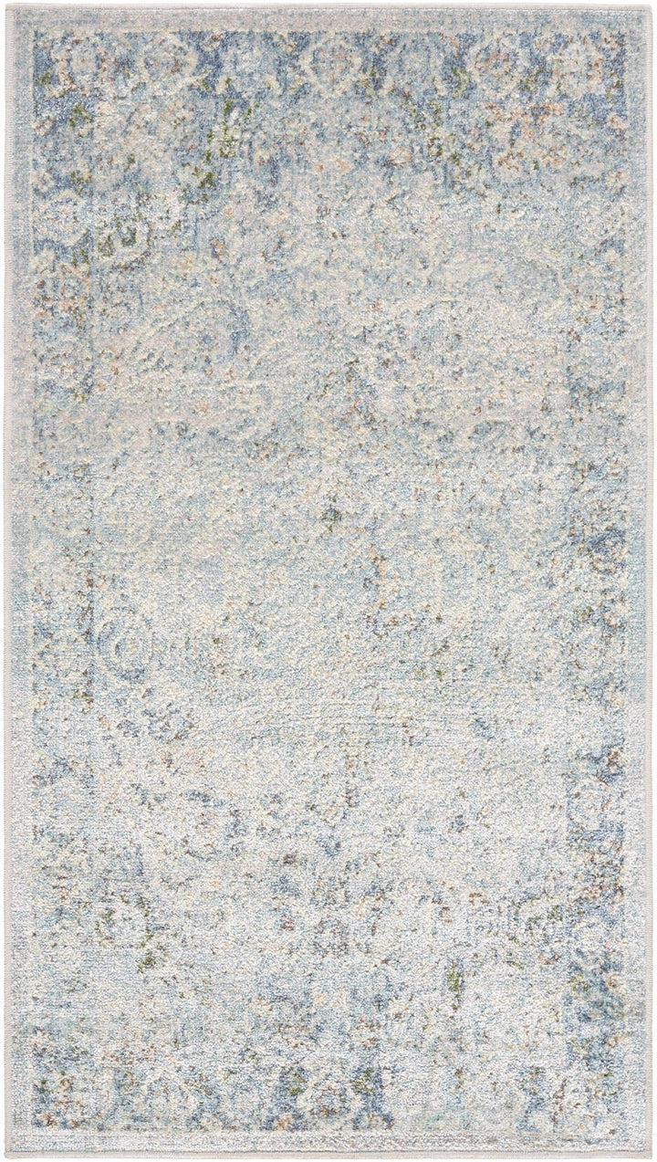 Aurum Traditional Style Beige And Blue Washable Area Rug - The Rug Decor