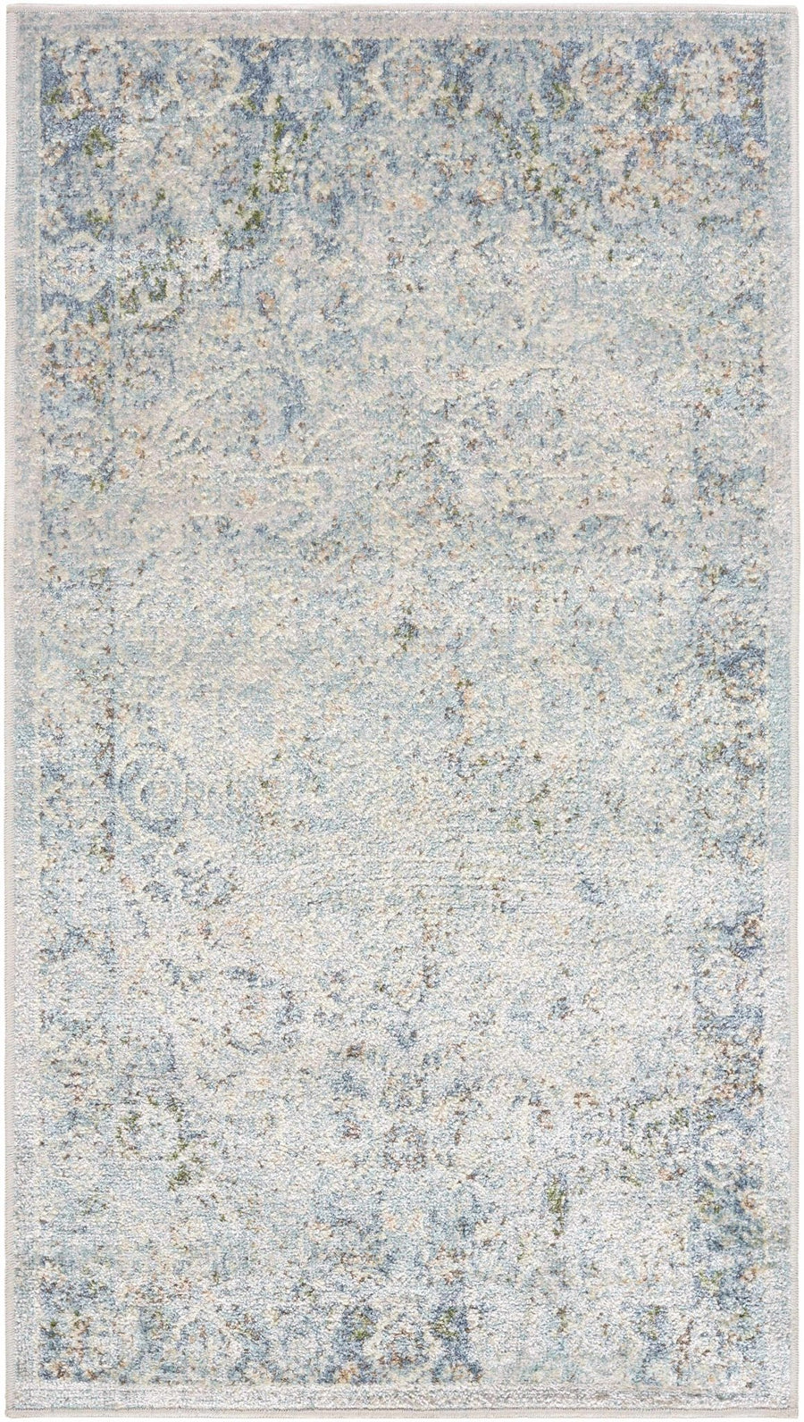 Aurum Traditional Style Beige And Blue Washable Area Rug - The Rug Decor