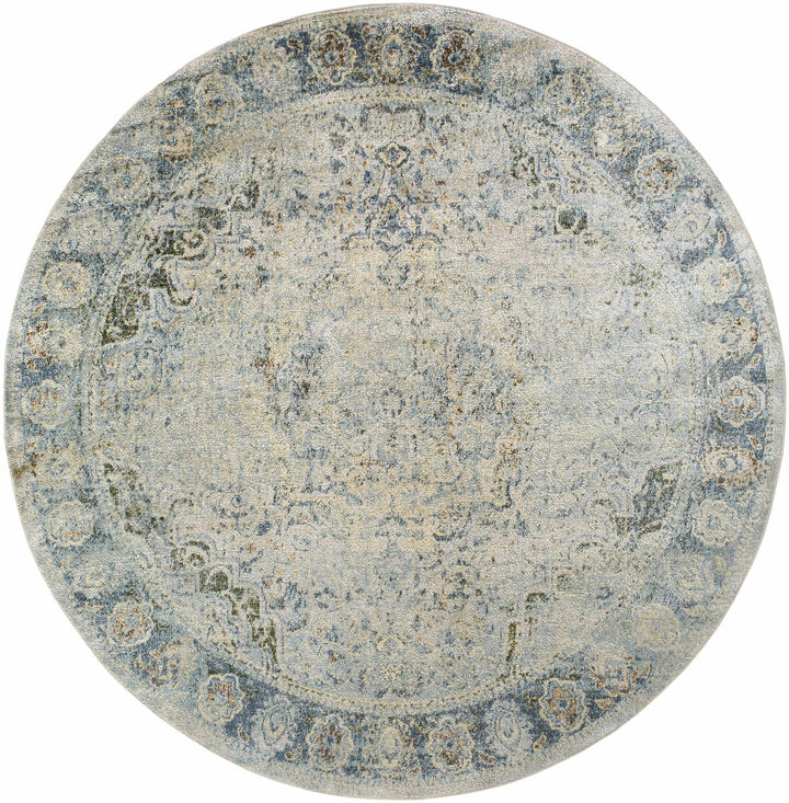 Aurum Traditional Style Beige And Blue Washable Area Rug - The Rug Decor